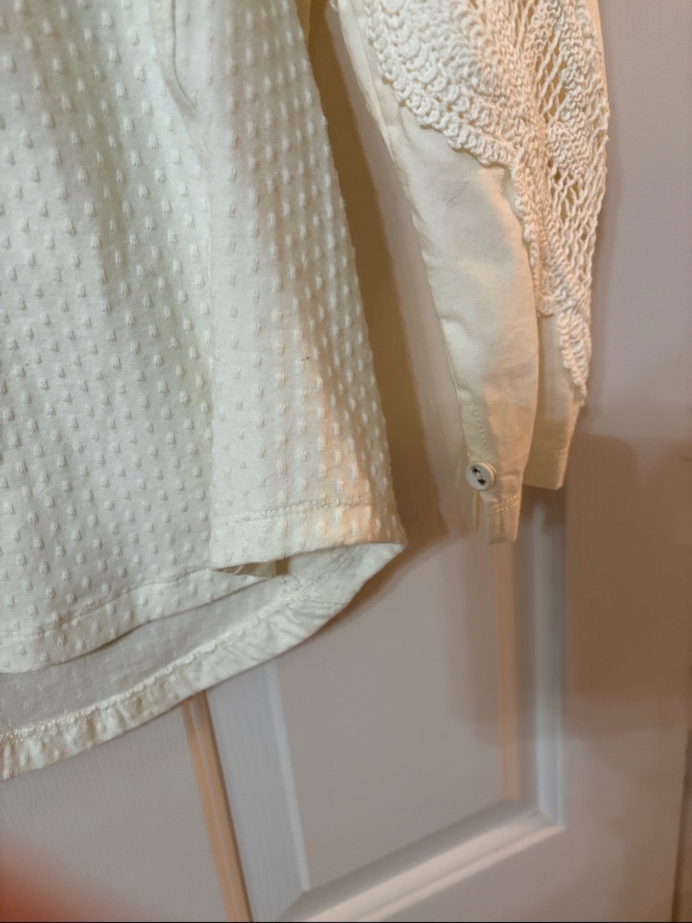 Free People Cream Swiss Dot Lace Peasant Blouse - Picture 8 of 11